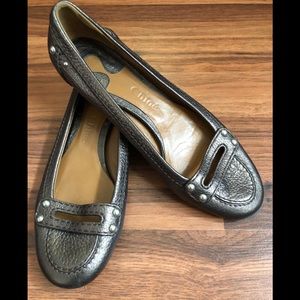 Chloe Flats metallic gray Leather flats Ballet